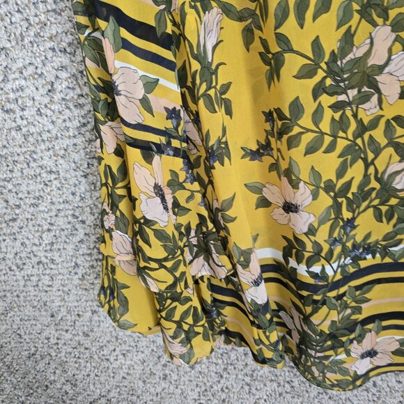 CAbi Top Womens Small Yellow Spring‎ Scene Blouse Bel Sleeve Sheer Style 5518 - Picture 3 of 7